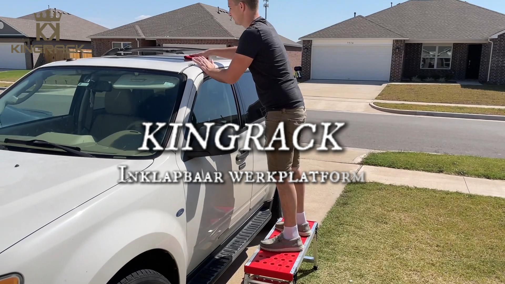 KINGRACK Trapladder, 3 treden, vouwladder met leuning, antislip huishoudladder met klapbeveiliging, aluminium opstapkruk, belastbaar tot 150 kg, zwart