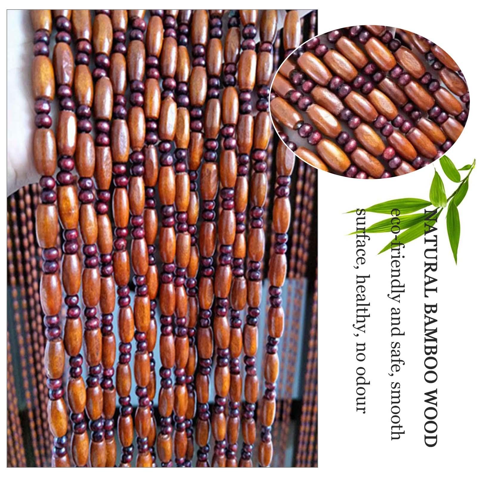 Rideau De Porte en Perles De Bois Naturel,Rideau en Perles De Bambou Rétro,Rideau De Porte Anti-mouche,Rideau De Perles Suspendu Pour Portes,Panneaux Décoratifs De Séparation,35strands-70x220cm
