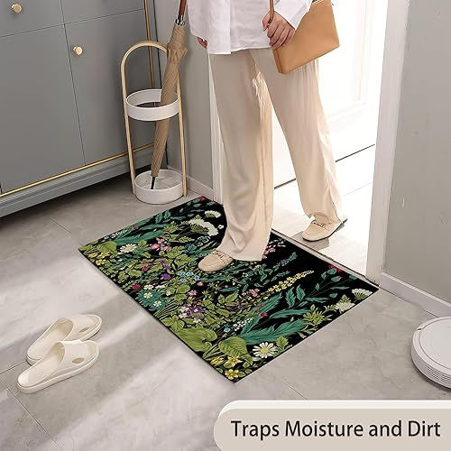 Miniatura 7 de TUBAMQ Tapete para puerta de entrada, hierbas y flores silvestres, decoración de primavera, tapete de bienvenida antideslizante, tapete decorativo