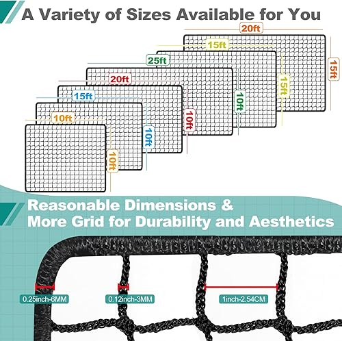 Miniatura 4 de Red de golf para conducción en el patio trasero al aire libre e interior, red deportiva de 10 x 10 pies15 pies20 pies20 pies25 pies15 pies x 15