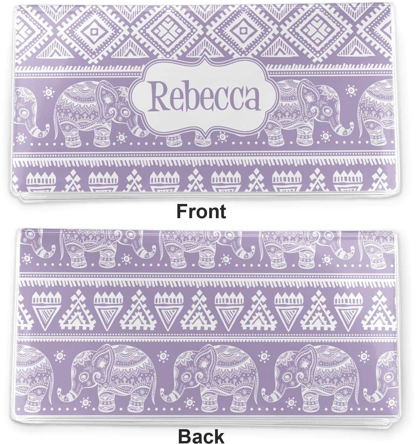 RNK Shops Personalized Baby Elephant Vinyl Checkbook Cover