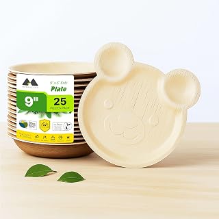 MAGNUS EKO | Kids Dinner Plates with compartments | Disposable plates for birthday parties | Eco Friendly, Compostable and Biodegradable serving plates for Catering, Weddings and Party
