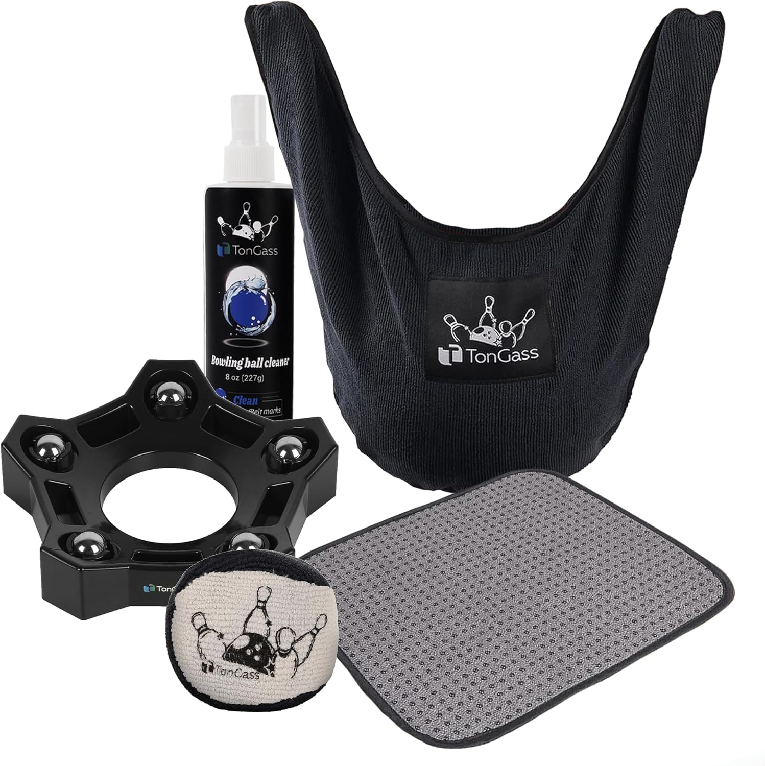 TonGass Bowling Basics Accessories Kit, Microfiber Bowling Ball Seesaw Towel Set, Bowlings Cleaner Spray Kit, Microfiber Ultra Dry Grip Balls Kits, Bowlings Ball Display Stand Set