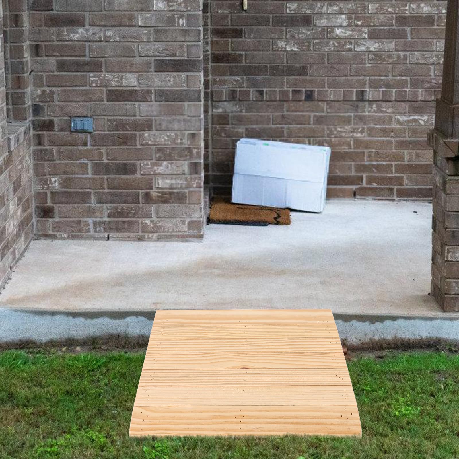 Rampa de Madera para Sillas de Ruedas Superficie Lisa y Ranurada, Portátil para Uso en Casa y Trabajo, Color Beige Natural