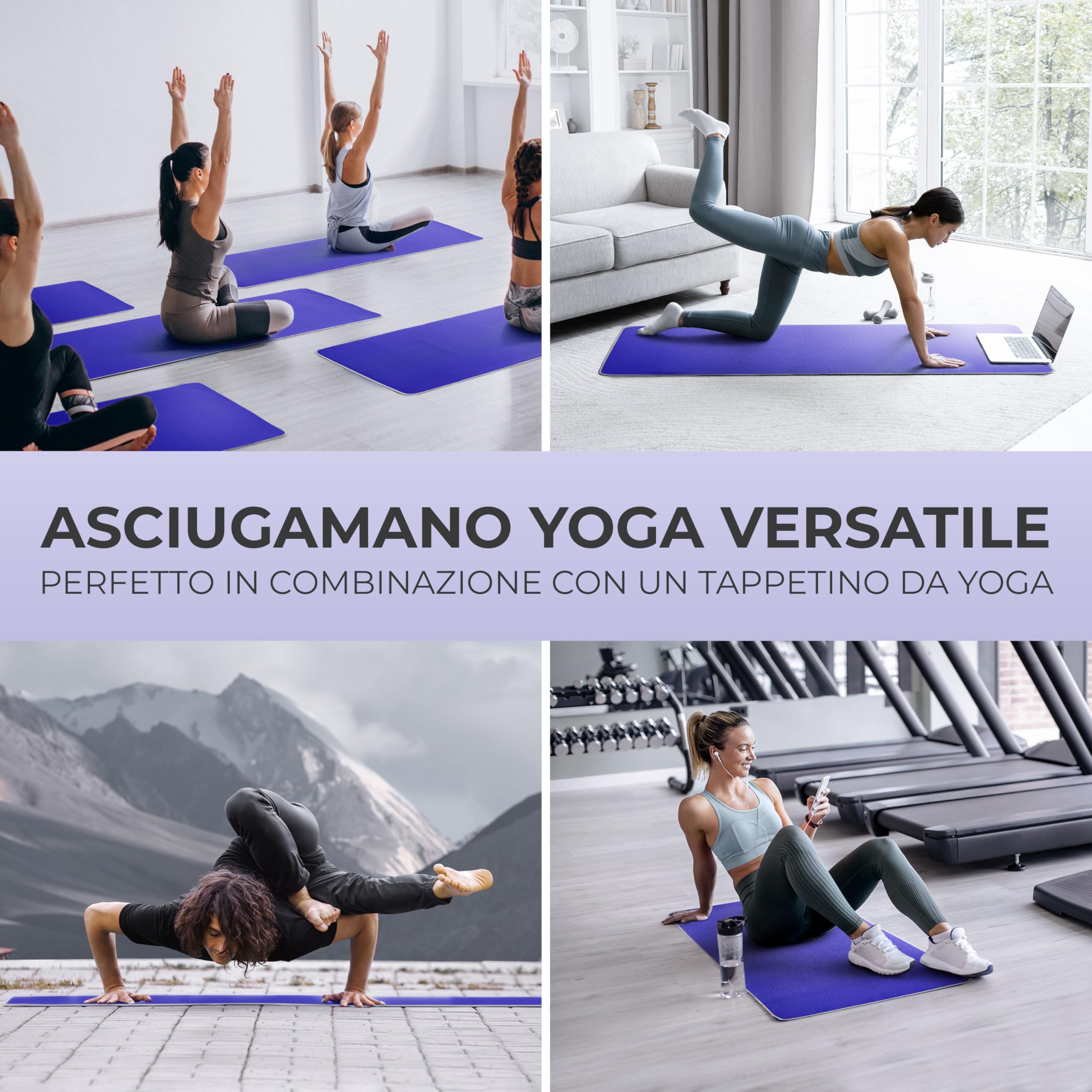 NirvanaShape Asciugamano da yoga antiscivolo | Hot Yoga Towel con nodi antiscivolo | asciugamano da yoga igienico per tappetino [ 185 x 63 cm ]