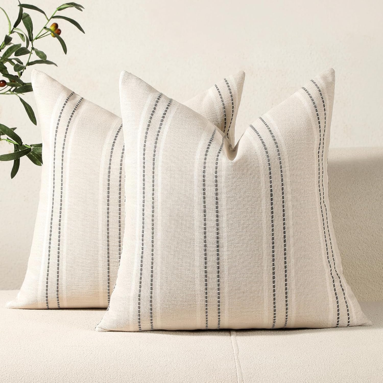Hckot Stripe Throw Pillow Covers 26x26 Large Square Grey Pillow Covers
