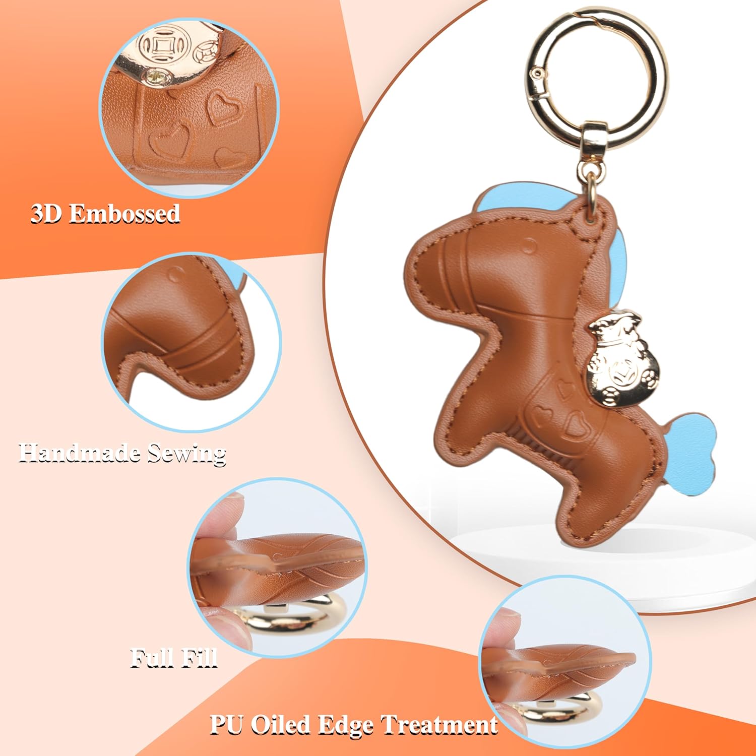 Handmade Leather Horse Bag Charm - Kawaii Animal Charm for Handbags, Purse Bag Accessories Horse Keychain & Gift Idea - Image 4