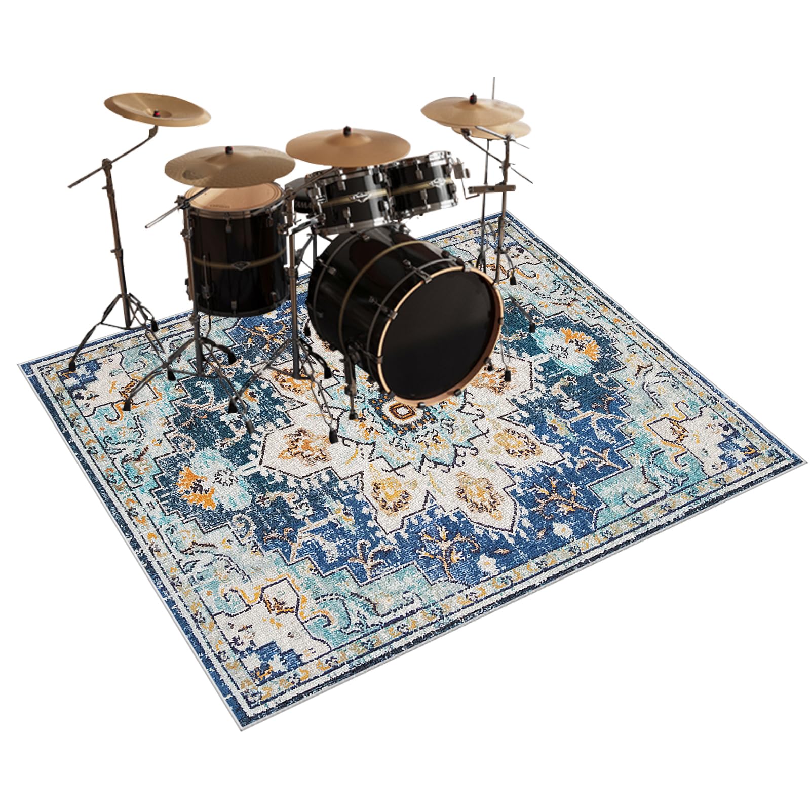 Tapis de Tambour Tapis Batterie Tapis Insonorisé Moquette Antidérapante Tapis pour Batterie Acoustique Grosse Caisse Claire Batterie électronique Kits Instruments de Musique Tapis de Sol 140 x 120 cm