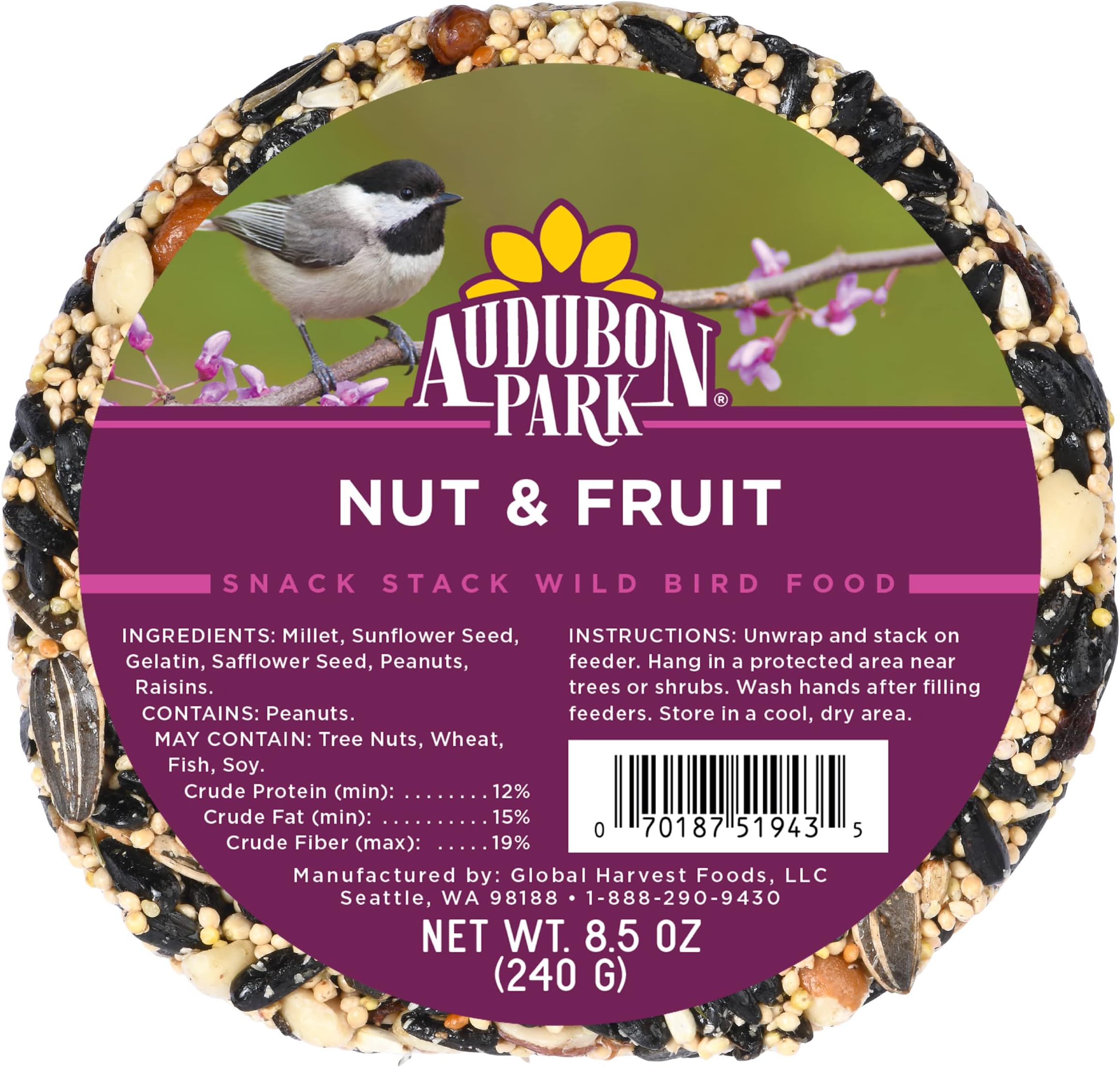 Audubon Park13142 Nut and Fruit Snack Stack Wild Bird Food, 6-Pack