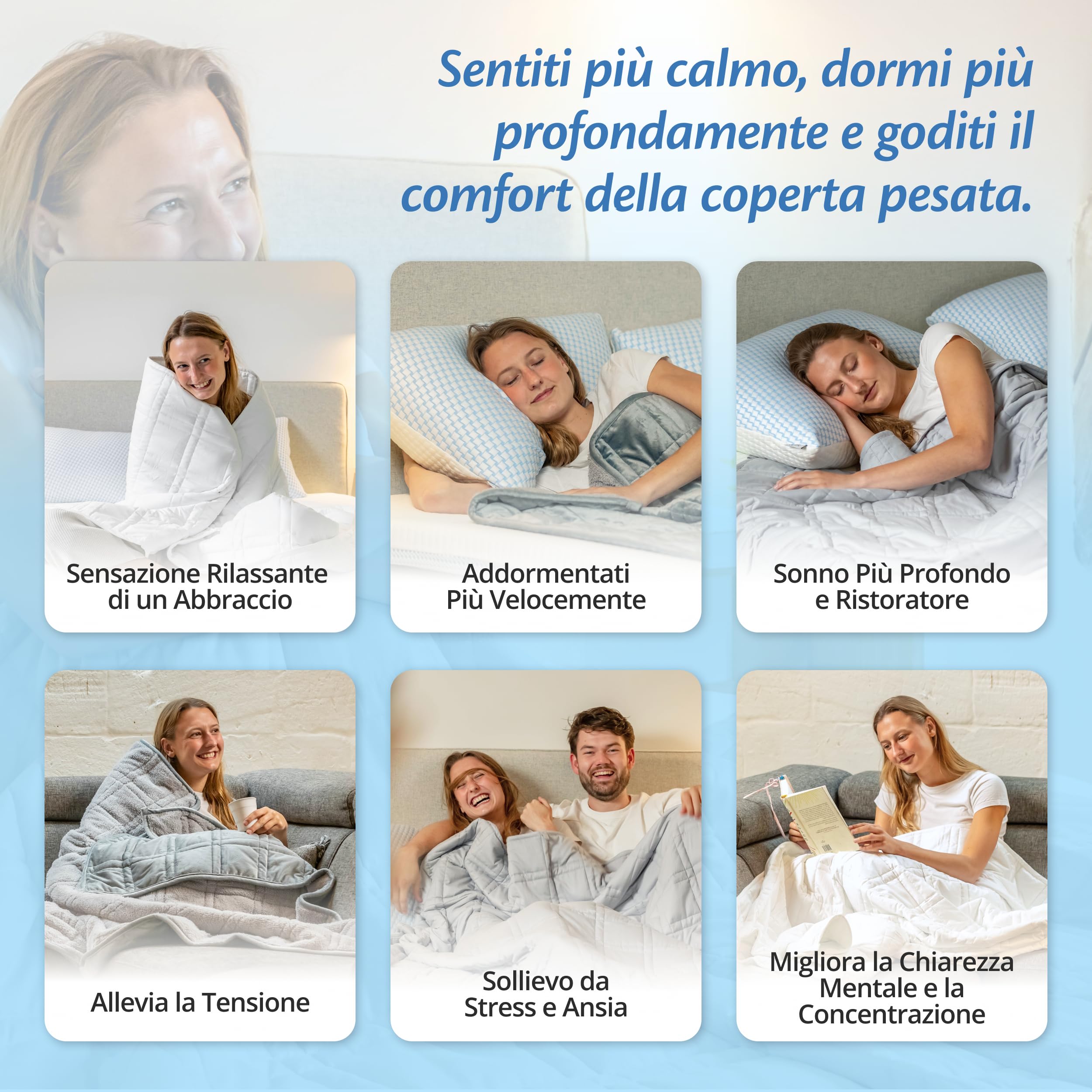 Ella Coperta ponderata per adulti 150x200 11kg - Coperta pesante rilassante per il sonno e antistress - 7 strati, perle di vetro ipoallergeniche, strato esterno in morbido cotone - Weighted Blanket