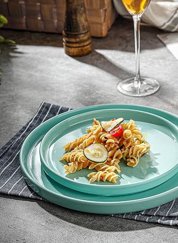 Miniatura 3 de Onniyor Juego de platos llanos de porcelana, platos redondos para ensalada de postre, platos para servir de 10 pulgadas, platos planos resistentes a