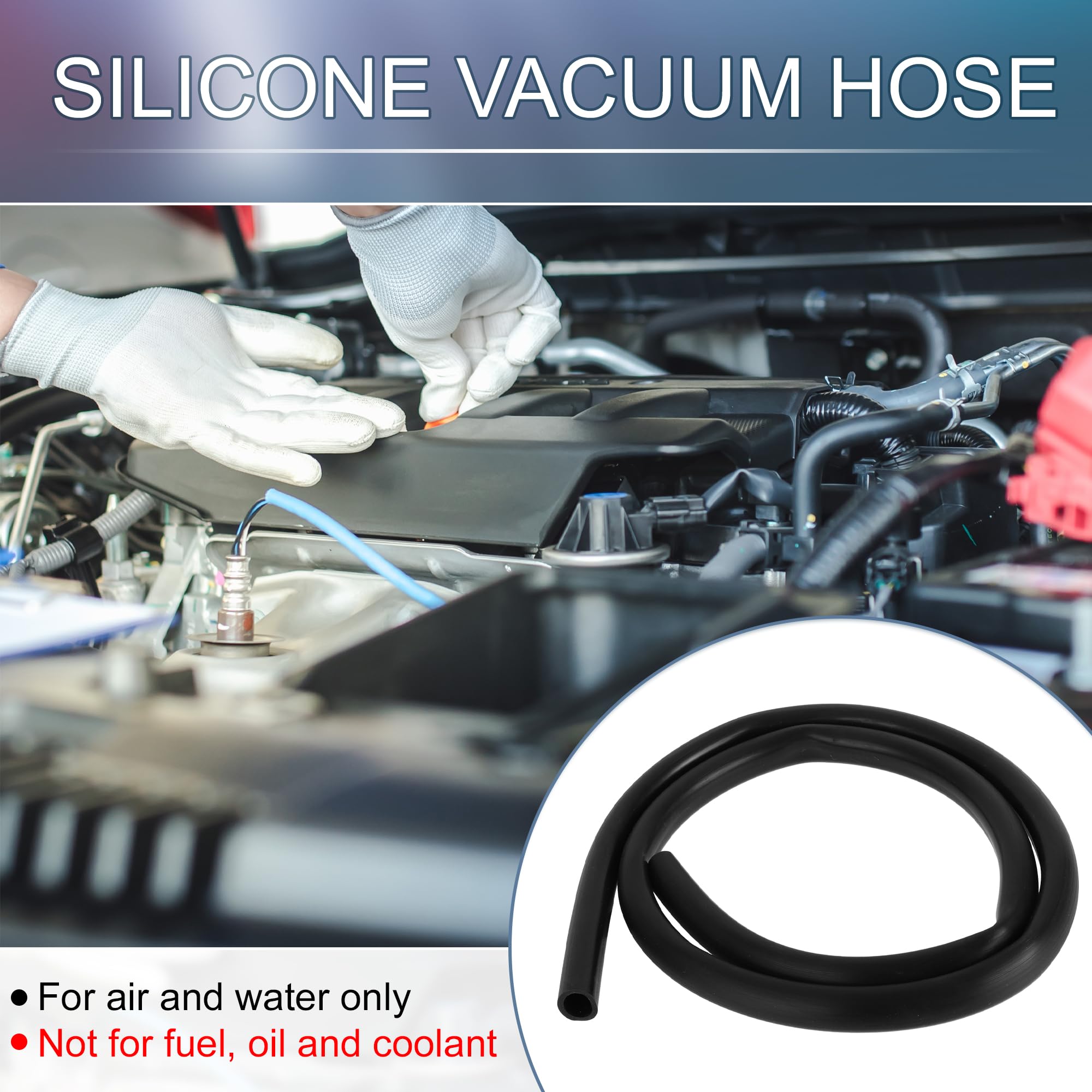 A ABSOPRO Tubo Flessibile in Silicone per Vuoto ad Alta Temperatura 4FT 9/16" 14mm ID 2.5mm Spessore Linea di Vuoto per Automobili in Silicone Nero 1 pezzo