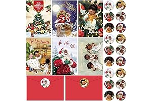 36 Count Black Santa Claus Christmas Cards for a Merry Christmas Party