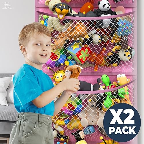 Miniatura 3 de Honeyera Paquete de 2  Almacenamiento para animales de peluche  Organizador sobre la puerta para rellenos, accesorios de bebé, almacenamiento de