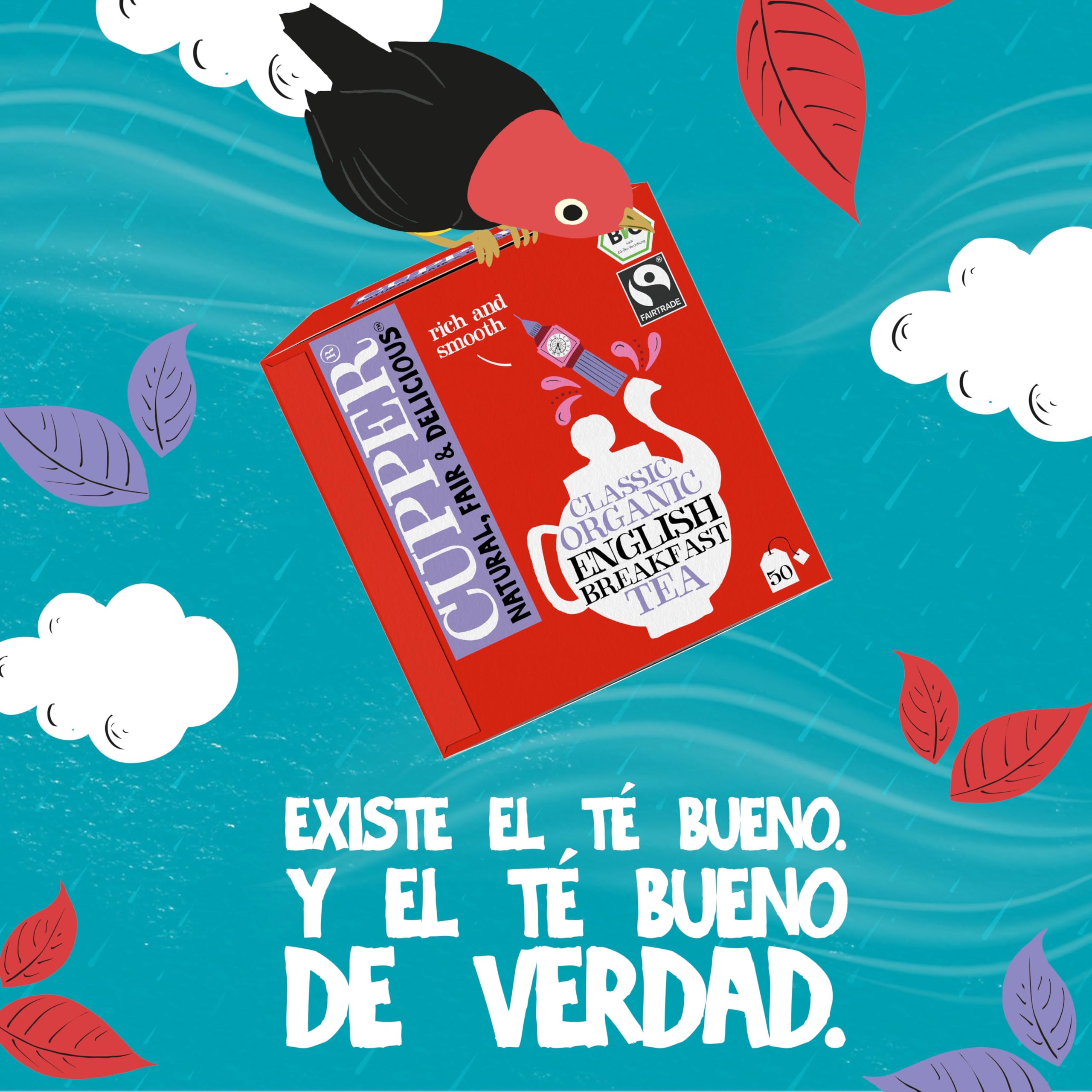 CUPPER - Caja de 50 Bolsitas de Té Negro English Breakfast Ecológico - Apto para Veganos - Propiedades digestivas suaves - Sin azúcares añadidos