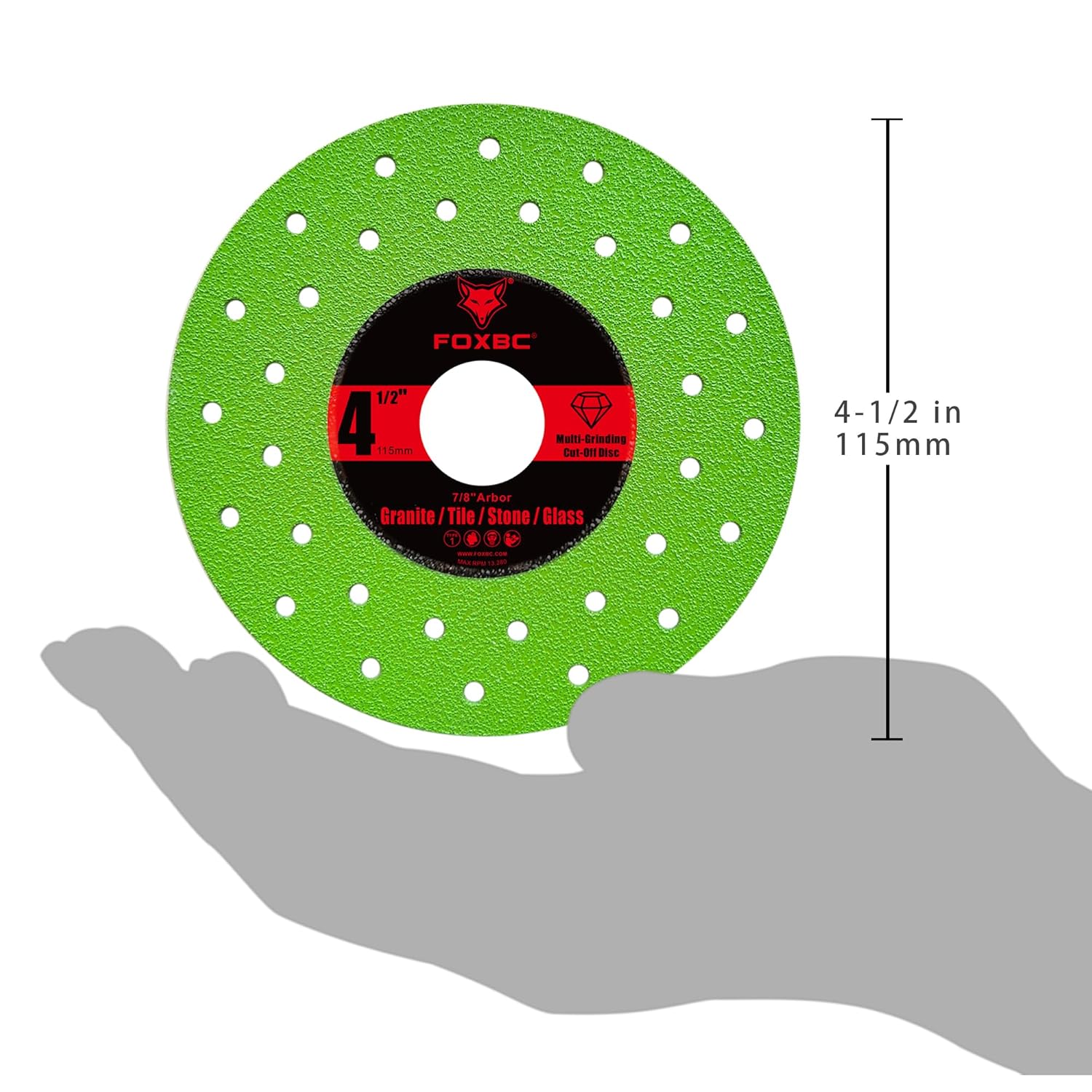 FOXBC 4-1/2 inch Tile Cutter Diamond Saw Blades for Angle Grinder, Multi-Purpose Cut-Off & Grinding Disc for Porcelain, Glass, Ceramic, Marble, Stone, 7/8" Arbor - 3 Pack