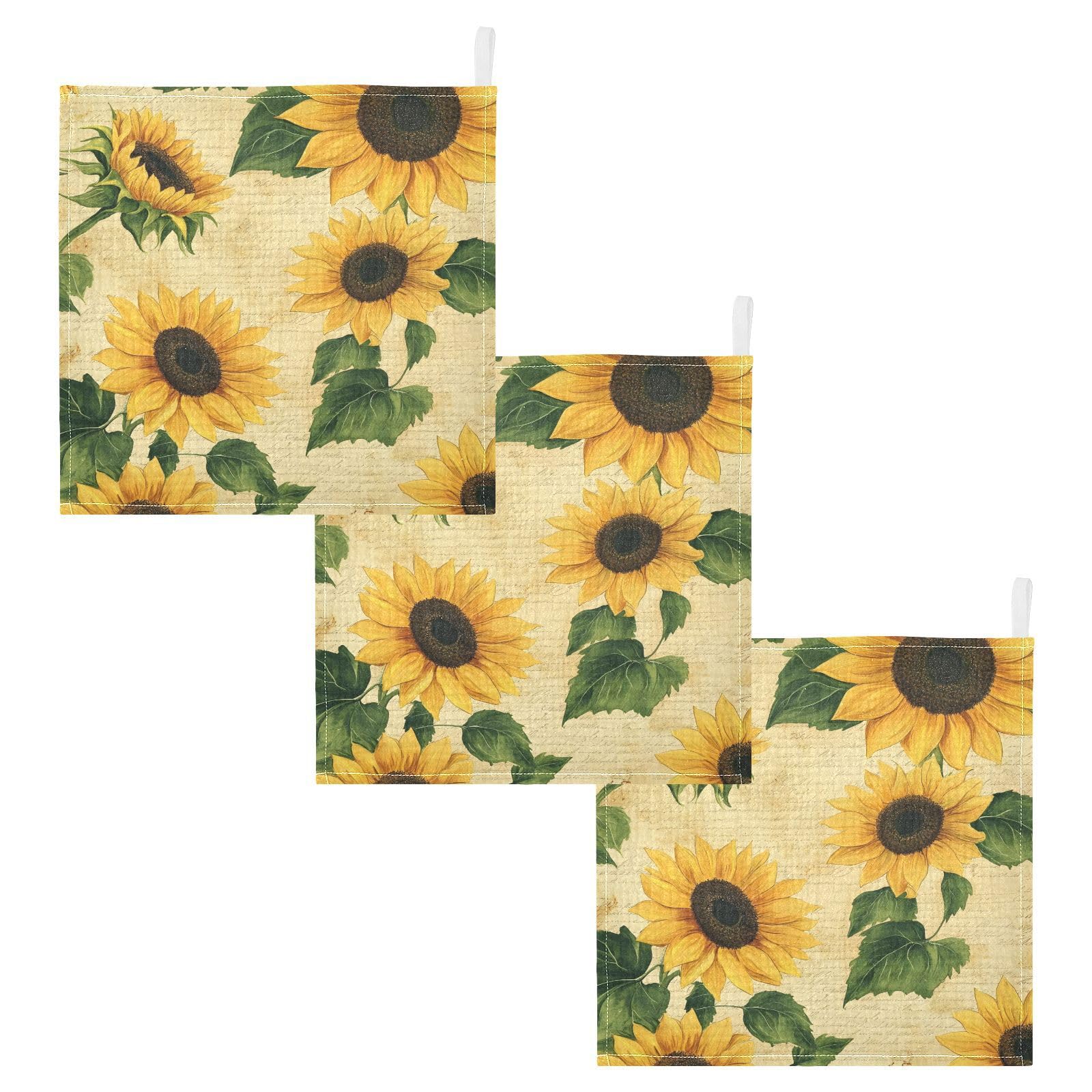 YETTASBIN Sunflowers Muslin Baby Hand Washcloths Soft Cotton Bath Face Towel 4 Layers Extra Absorbent Feeding Burp Cloth