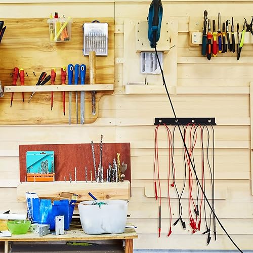 Miniatura 4 de Organizador de cables para montaje en pared, 4 unidades, color negro, con 10 ranuras para cables, 0.32 pulgadas de ancho para organizar cables