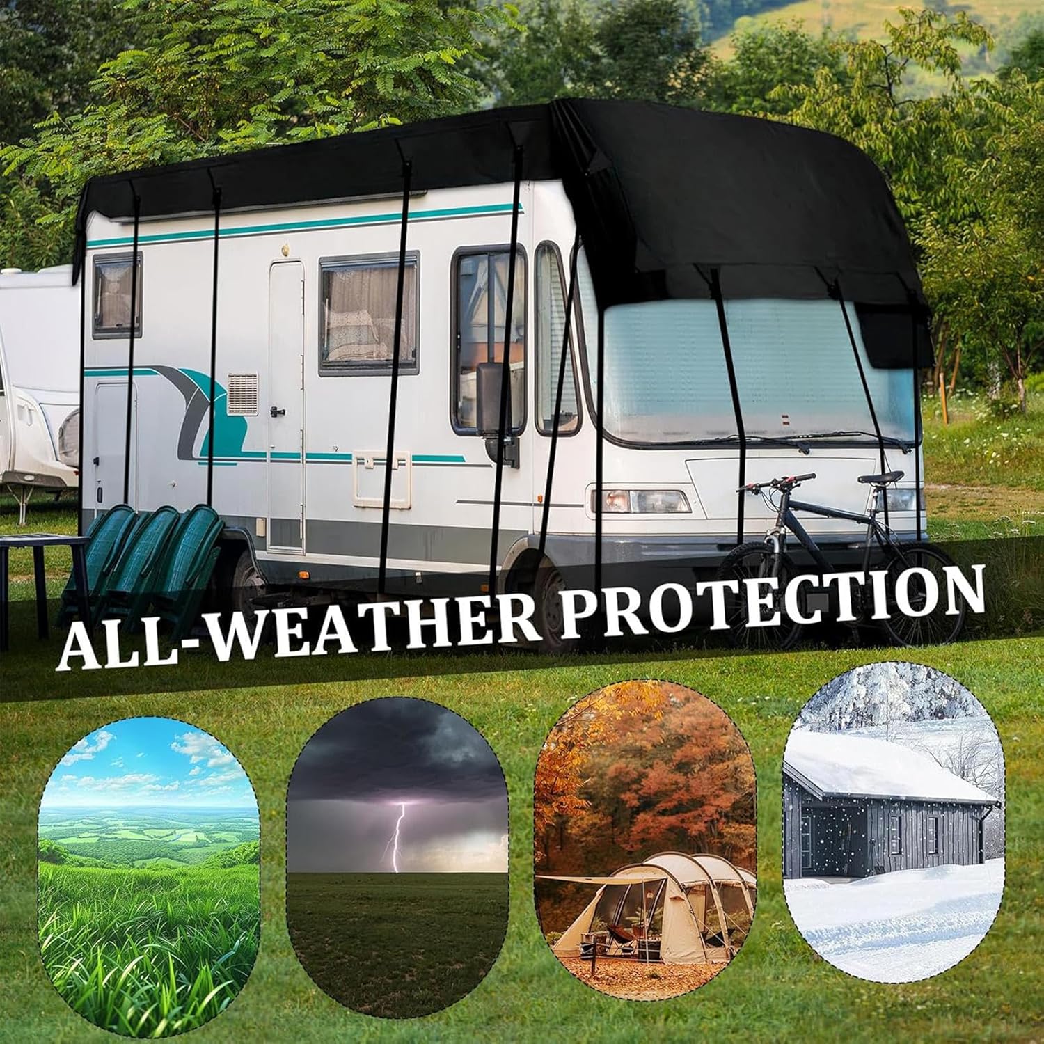 Trailer Cover 210D Oxford Cloth Travel Trailer Cover Foldable Storage, Easy to Clean Trailer Tarp Rv Covers for Roof Only,Silver-16.4 * 9.8ft