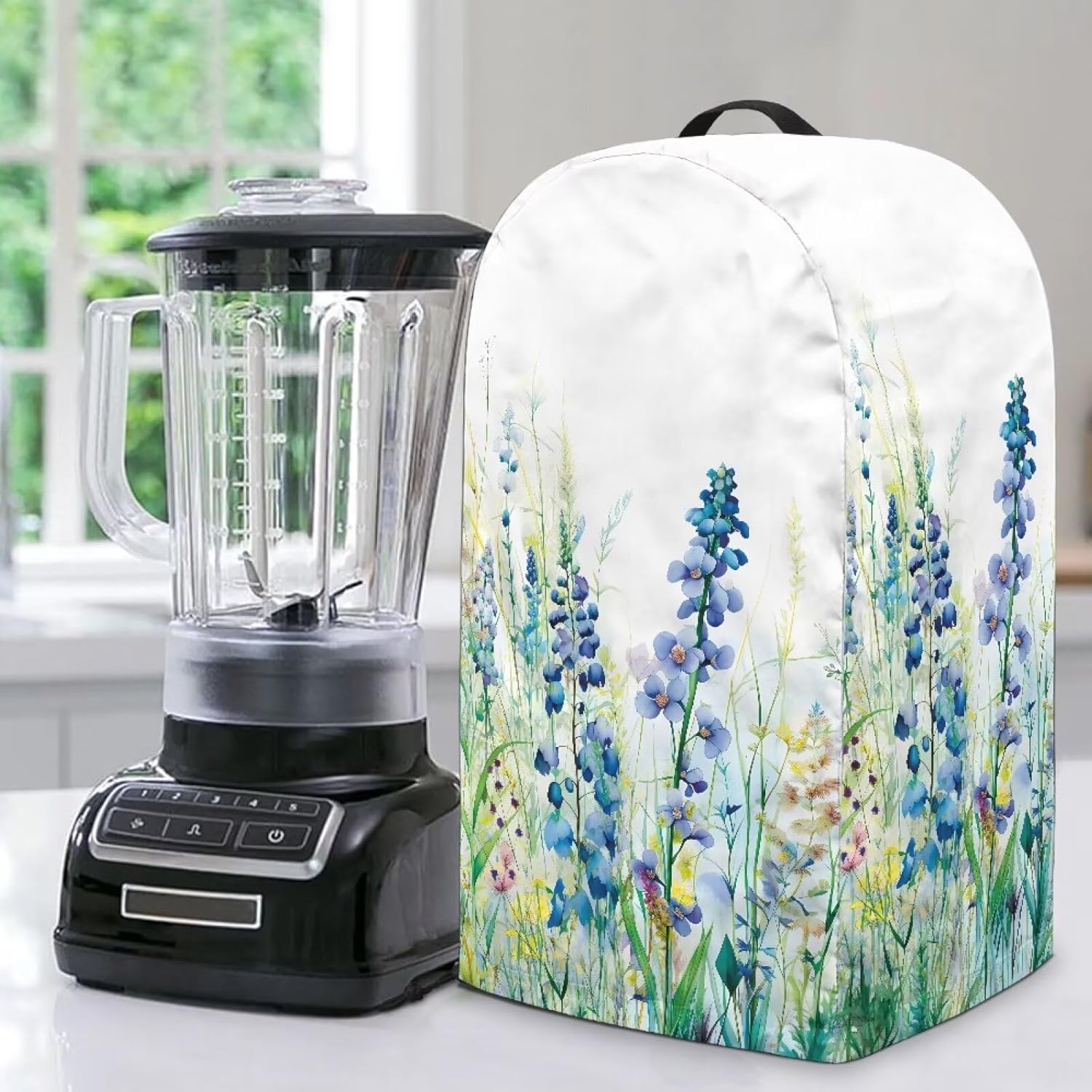 Blue Lavender Floral Kitchen Blender Cover Food Processor Dust Cover with Drawstring and Top Handle, Dust Protection Easy to Clean Small Appliance Coffee Maker Cover Juicer Cover Blue Lavender Floral Kitchen Blender Cover Food Processor Dust Cover with Drawstring and Top Handle, Dust Protection Easy to Clean Small Appliance Coffee Maker Cover Juicer Cover