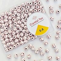 Vista 9 de 100 cuentas de pelota de tenis a granel, cuentas deportivas de tenis verdes acrílicas, cuentas espaciadoras redondas con cuerda elástica