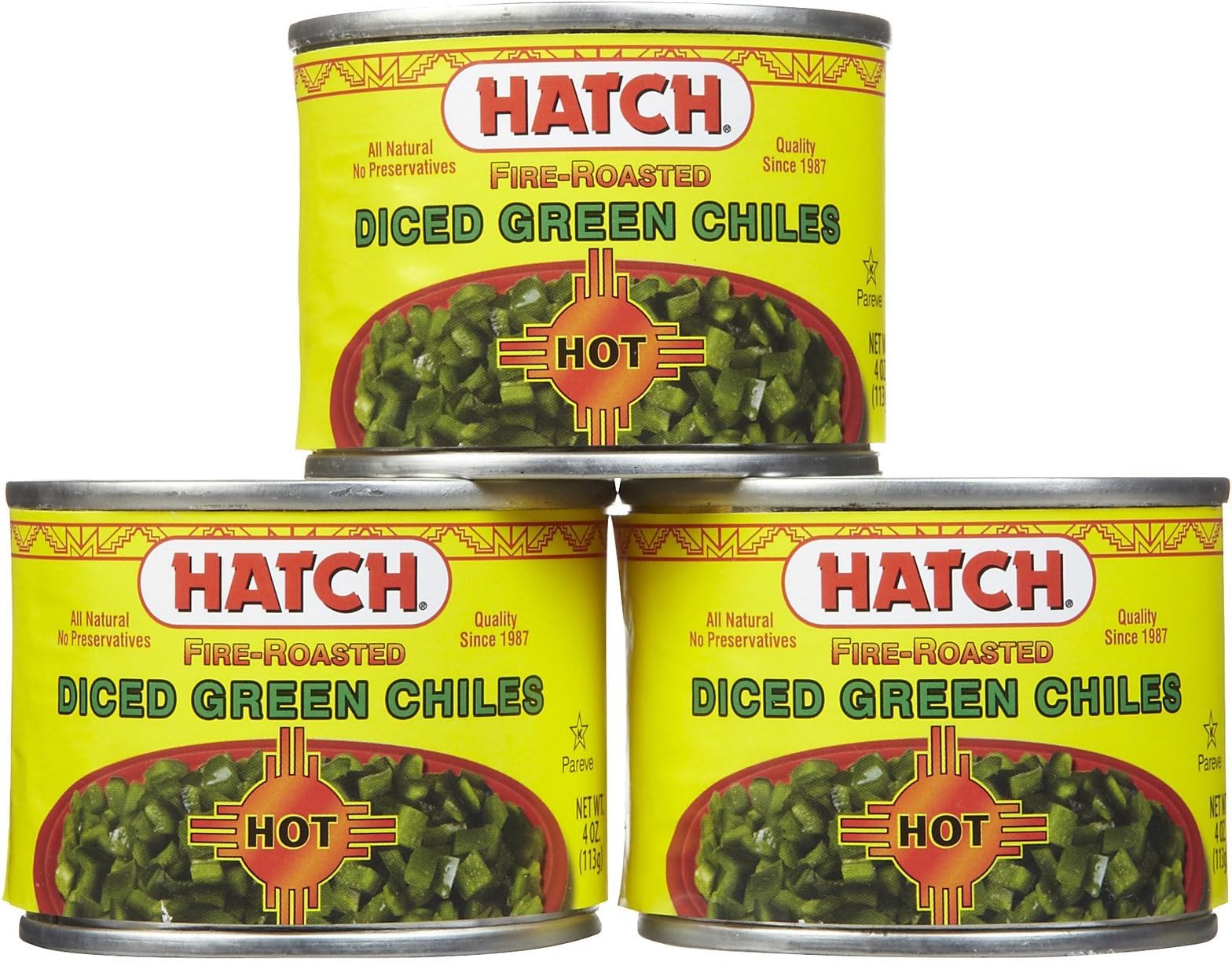 Hatch Diced Hot Green Chilies, 4 oz, 3 pk