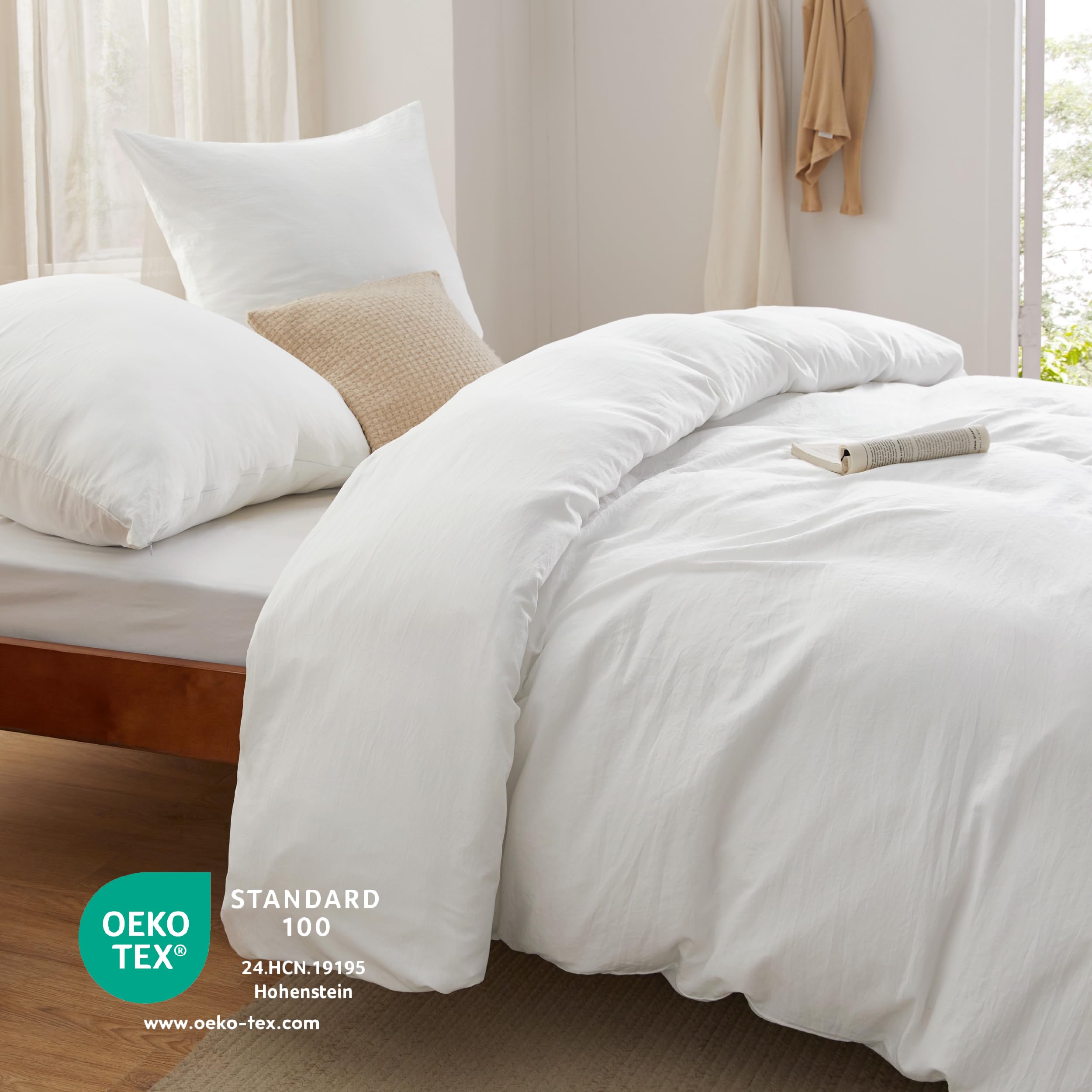 WhatsBedding 100% katoenen hoes witte ganzendons en veren dekbed, hypoallergeen. Dekbedovertrek voor alle seizoenen of stand-alone dekbed ( Queen