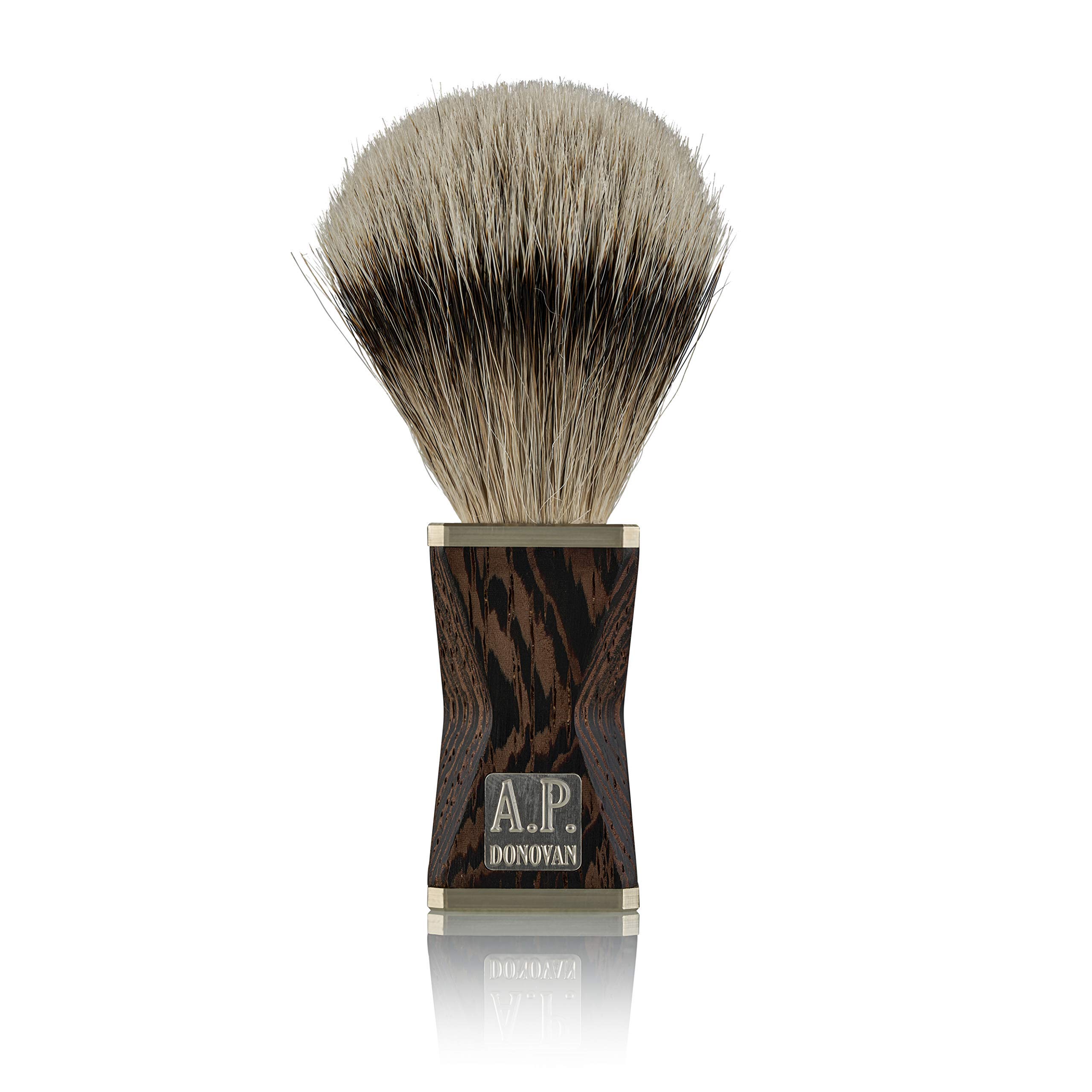 A. P. Donovan - Brocha de Afeitar con Pelo de Tejón Punta Plata Edelholzgriff con Alpaca Gorras 100% (Hand) Hecho en Alemania „ Minus “de la Lsone-Serie - Wengué