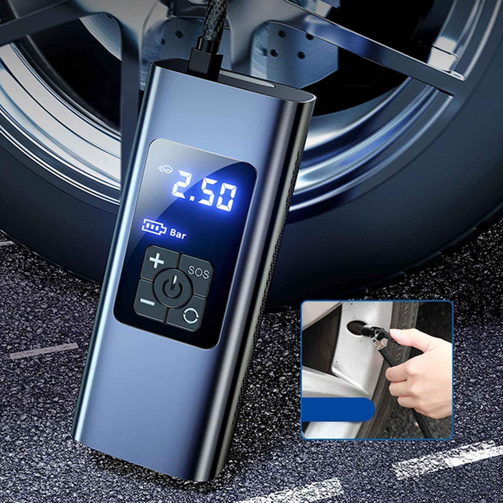 Elektryczny Kompresor Powietrza do Opon, ABS, 6000 mAh, 150PSI, 12V, Przenośna Pompa Powietrza z Akcesoriami do Samochodu