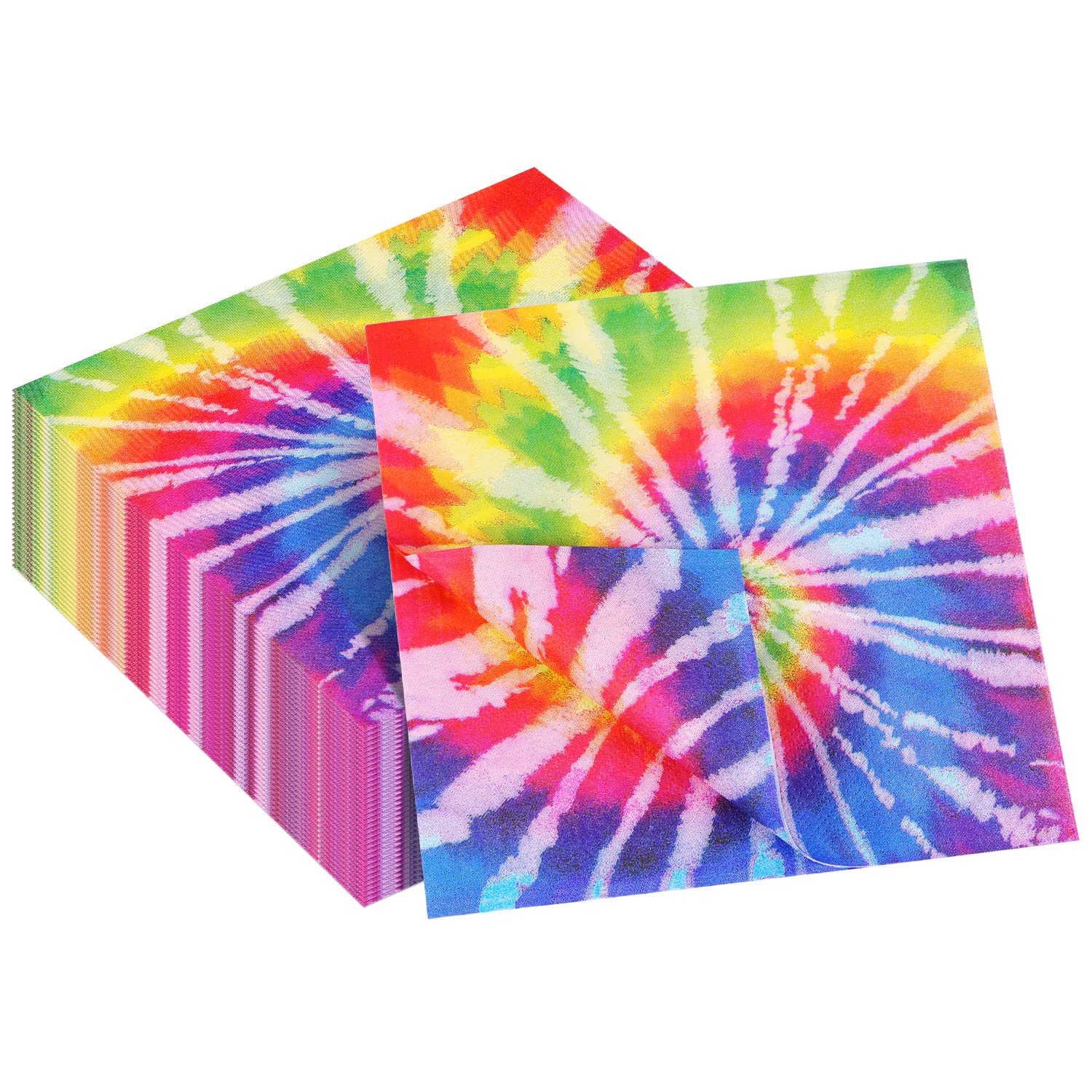 60 Pack Tie Dye Party Decorations - 13 x 13 Inch Hippie Groovy Napkins for Birthday Party Supplies