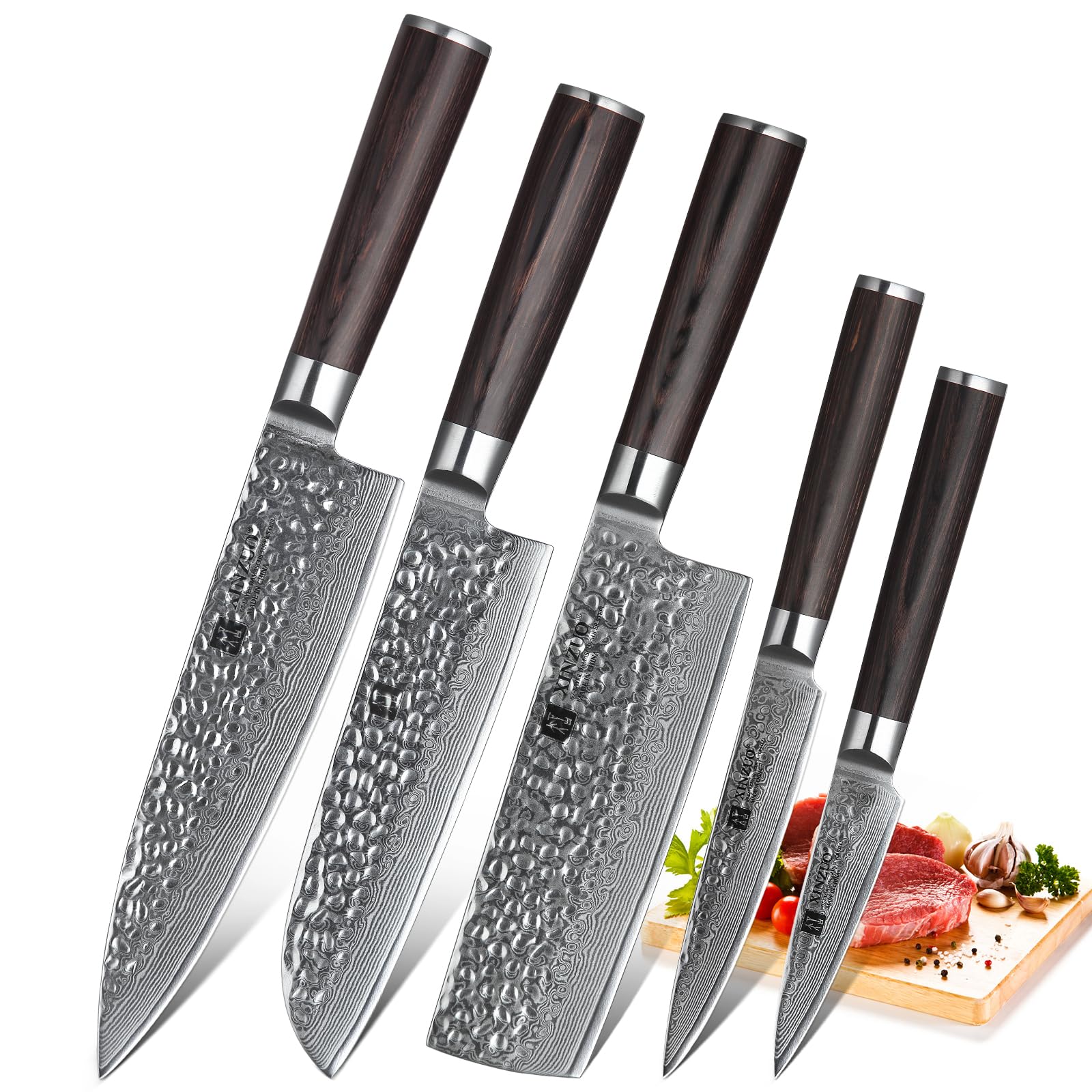 【開封済み・未使用】XINZUO キッチンナイフセット 包丁5本セット 家庭用 Amazon.com: XINZUO Kitchen Cutting Knife Set of 5 Piece,67