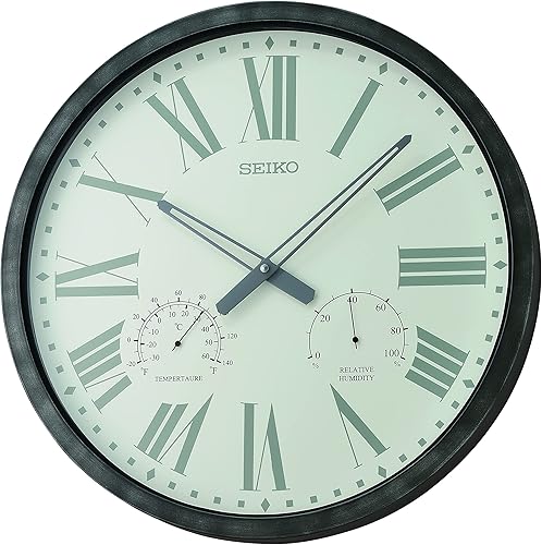 Seiko QXA797KLH Reloj de pared resistente a salpicaduras, negro, 20 pulgadas