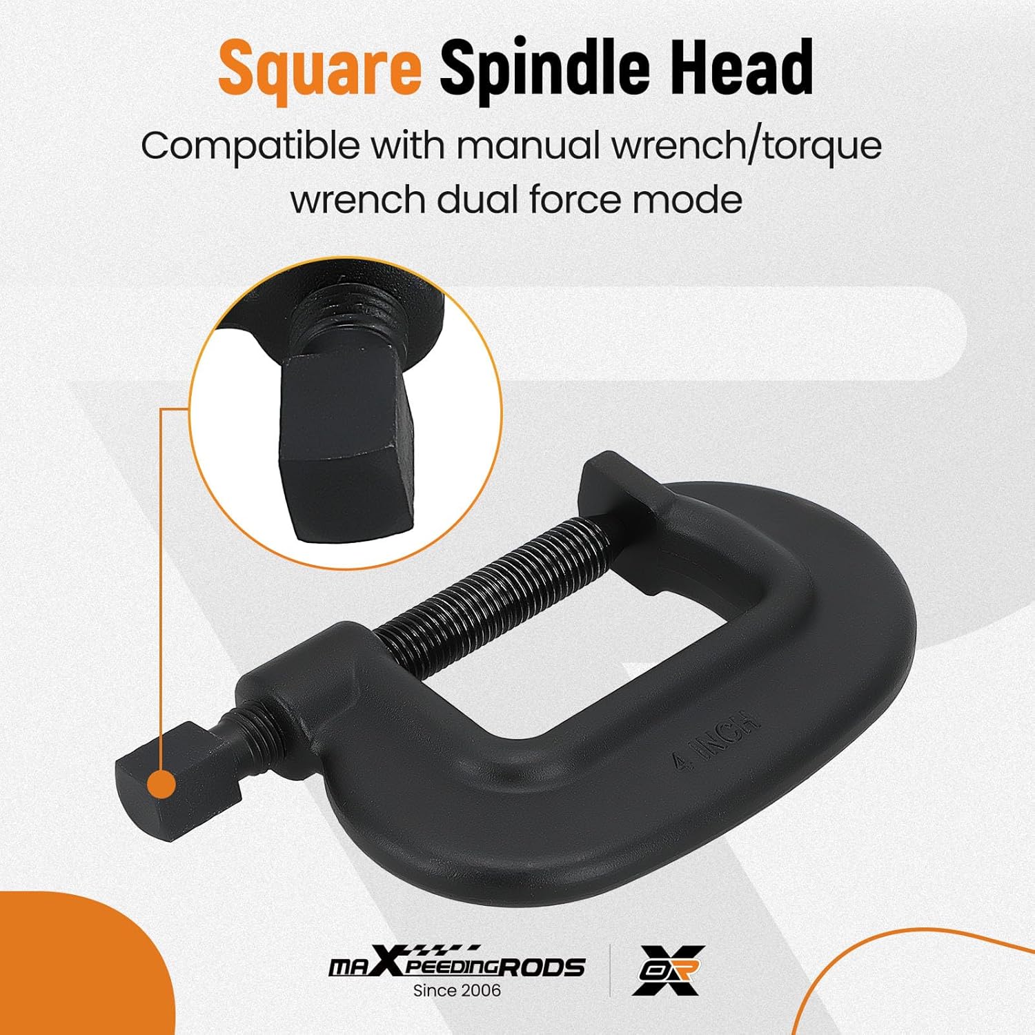 maXpeedingrods C-Clamp, 4-1/2" Opening Capacity, 2-7/8" Throat, O-Series (Model 4 F.C.)