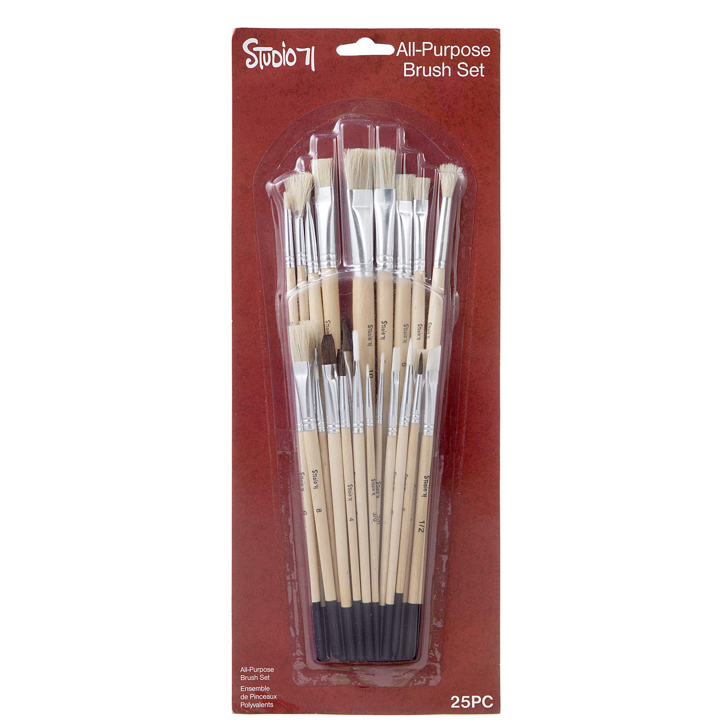 Darice Studio 71 All-Purpose Brush Set, 25 Pieces Paintbrushes
