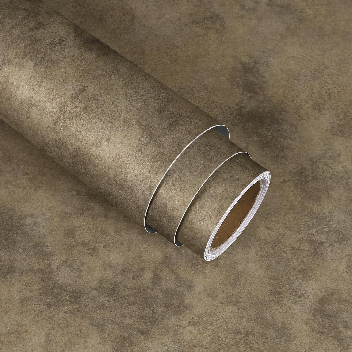 VaryStyle 15.7"x393" Brown Gold Limewash Wallpaper Vintage Concrete Peel and Stick Wallpaper for Bedroom Kitchen Countertops Waterproof Contact Paper Renter Friendly Prepasted Vinyl Counter Top Wrap