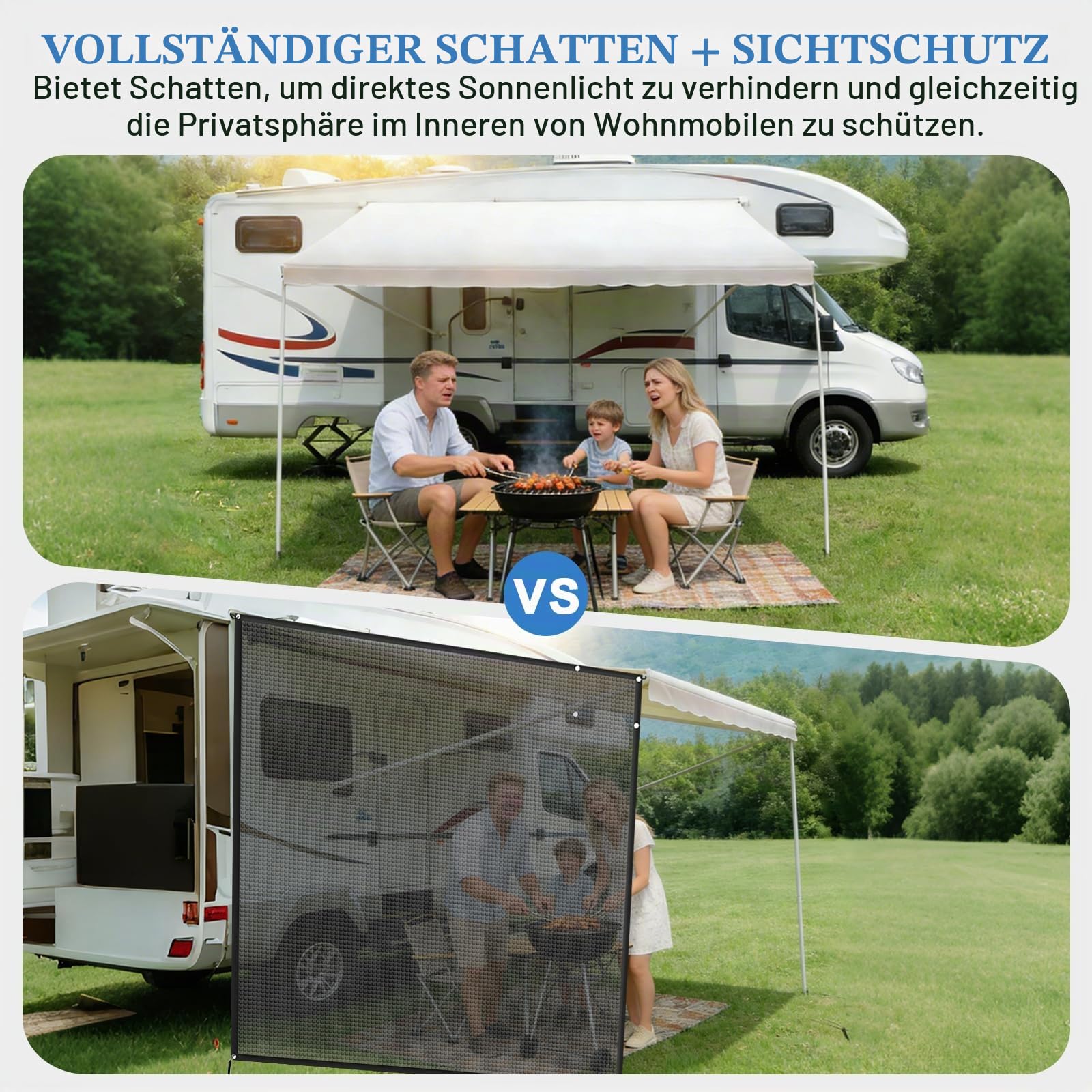 Markise Wohnwagen Seitenteil 2.1x2.5 m Sonnensegel Keder Wohnwagen, Seitenwand für Markise Wohnmobil, Wasserdicht, Sonnenschutz, mit 