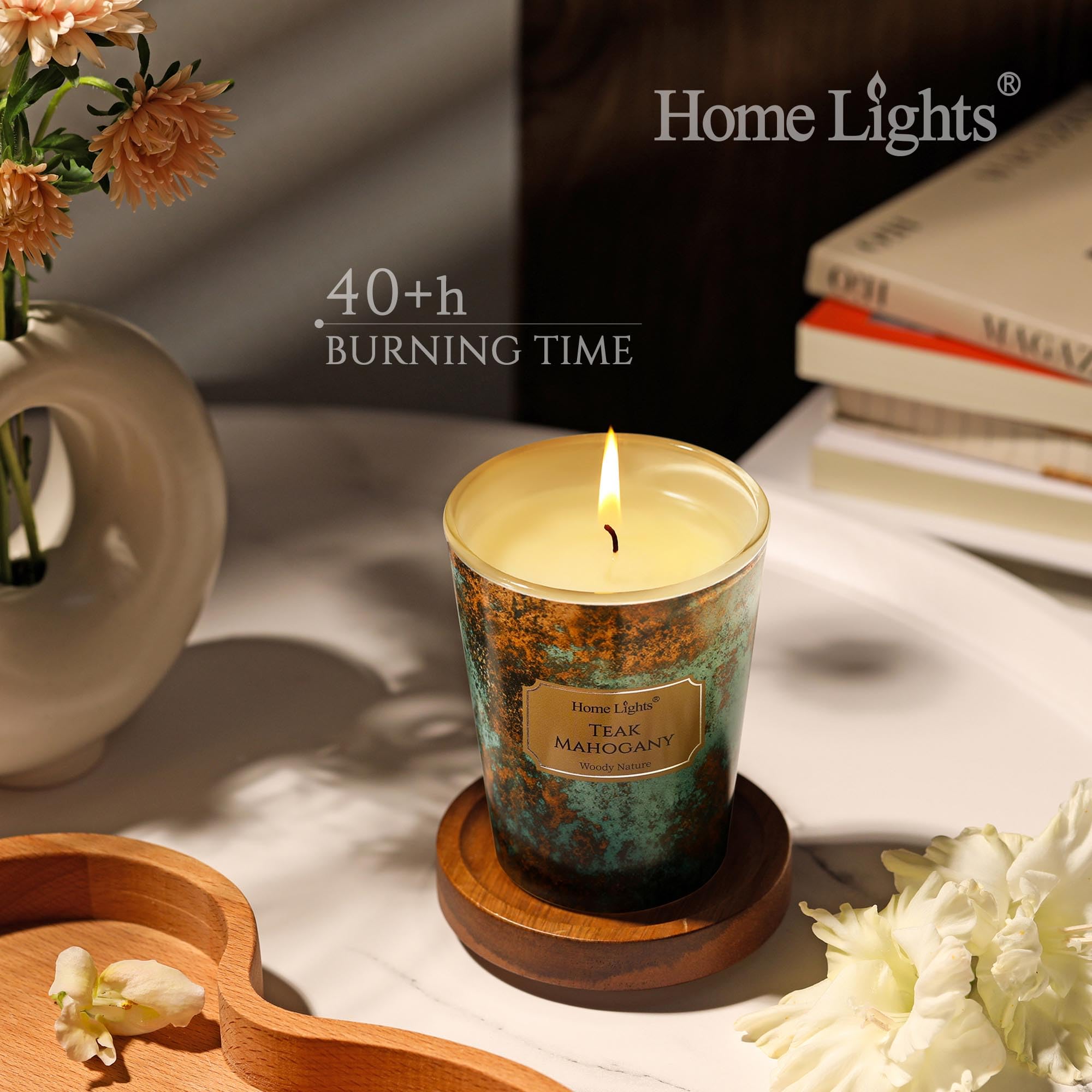 HomeLights Grande Bougie Parfumée Vanille Fumée – 6.7oz Cire De Soja Naturelle 1 Mèche, 65 Heures De Combustion – Ambiance Chaleureuse Et Élégante