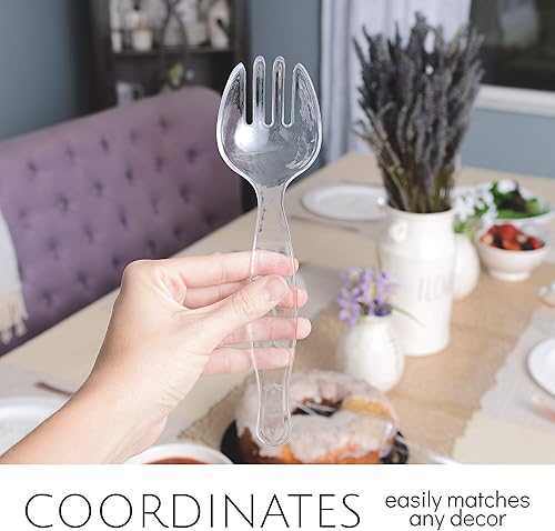 Miniatura 3 de Plasticpro Tenedores de plástico desechables duraderos y resistentes, utensilios de servir transparentes, paquete de 4