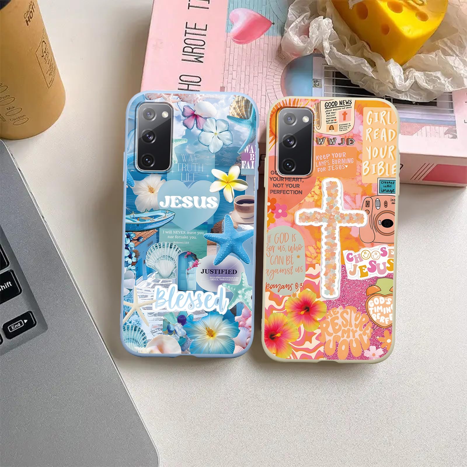 2 Pack Aesthetics Jesus Collage Phone Cases for Samsung Galaxy S20 FE 5G/S20 Lite/S20 Fan Edition Case Shockproof Soft Protective for Women Girls Phone Cover Funda for Samsung S20 FE 6.5 Inch