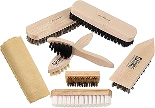 Langlauf Schuhbedarf 8 Piece Horse Hair Shoe Polish Kit - Extra Large Horse Hair Polishing Brushes - Smooth Leather & Suede Shoe Brushes - Shoe Brush Set, colourful