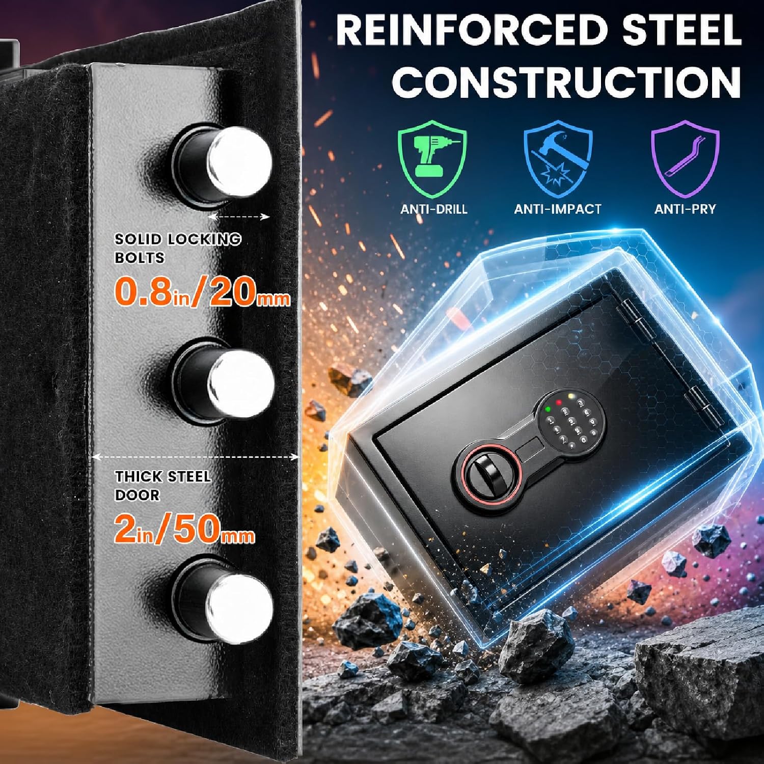 [2026 0.5H 1700°F] Small Fireproof Safe, 22Lbs Heavy Duty Fire Safe Box