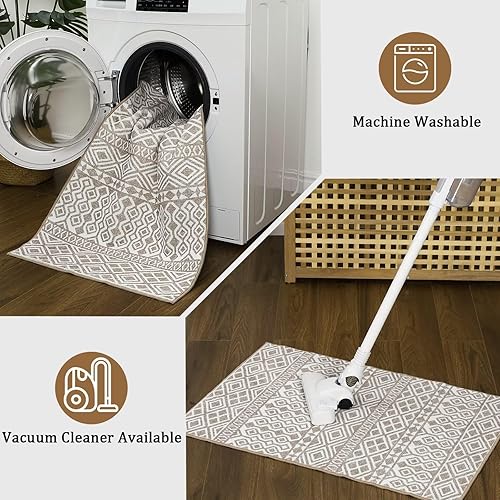 Miniatura 7 de IMINROME Tapete marroquí lavable a máquina, geométrico de 2 x 8 pulgadas, suave, antideslizante, para pasillo, dormitorio, tapete largo para