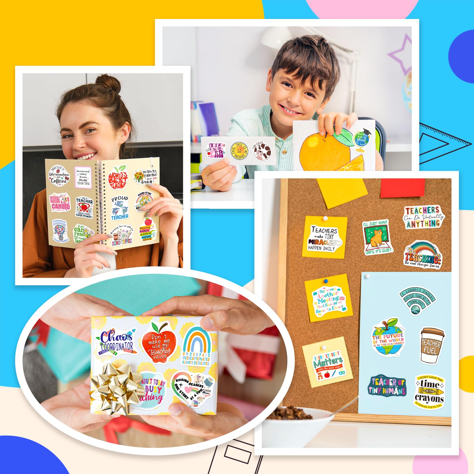 Shizvaeus 200PCS Teacher Stickers, Funny Teacher Appreciation Gifts Bulk, Waterproof Vinyl Teachers Stickers for Laptop Notebook Water Bottle Educators Decoration Planner - 3