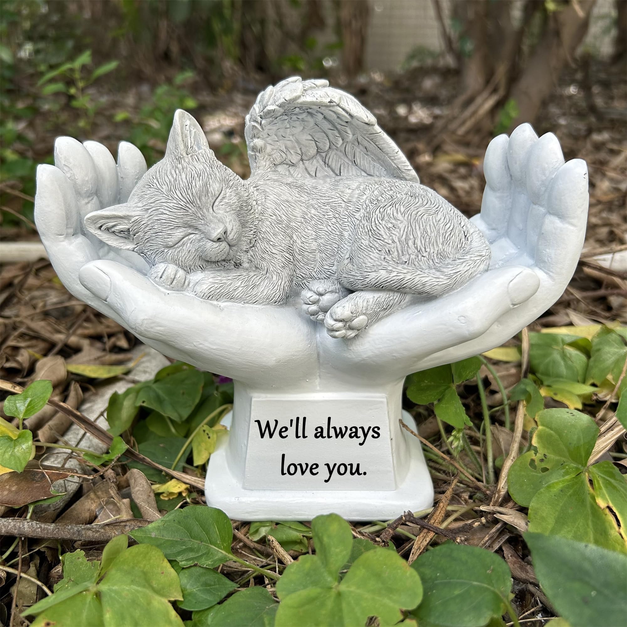 Personalisierter Gedenkstein für Katzen und Haustiere, Engel-Gedenkstätte, Katzenstatue, Gravur, Grabstein, Grabstein, Grabstein, Trauerkatze, Geschenk für verlorene Katze
