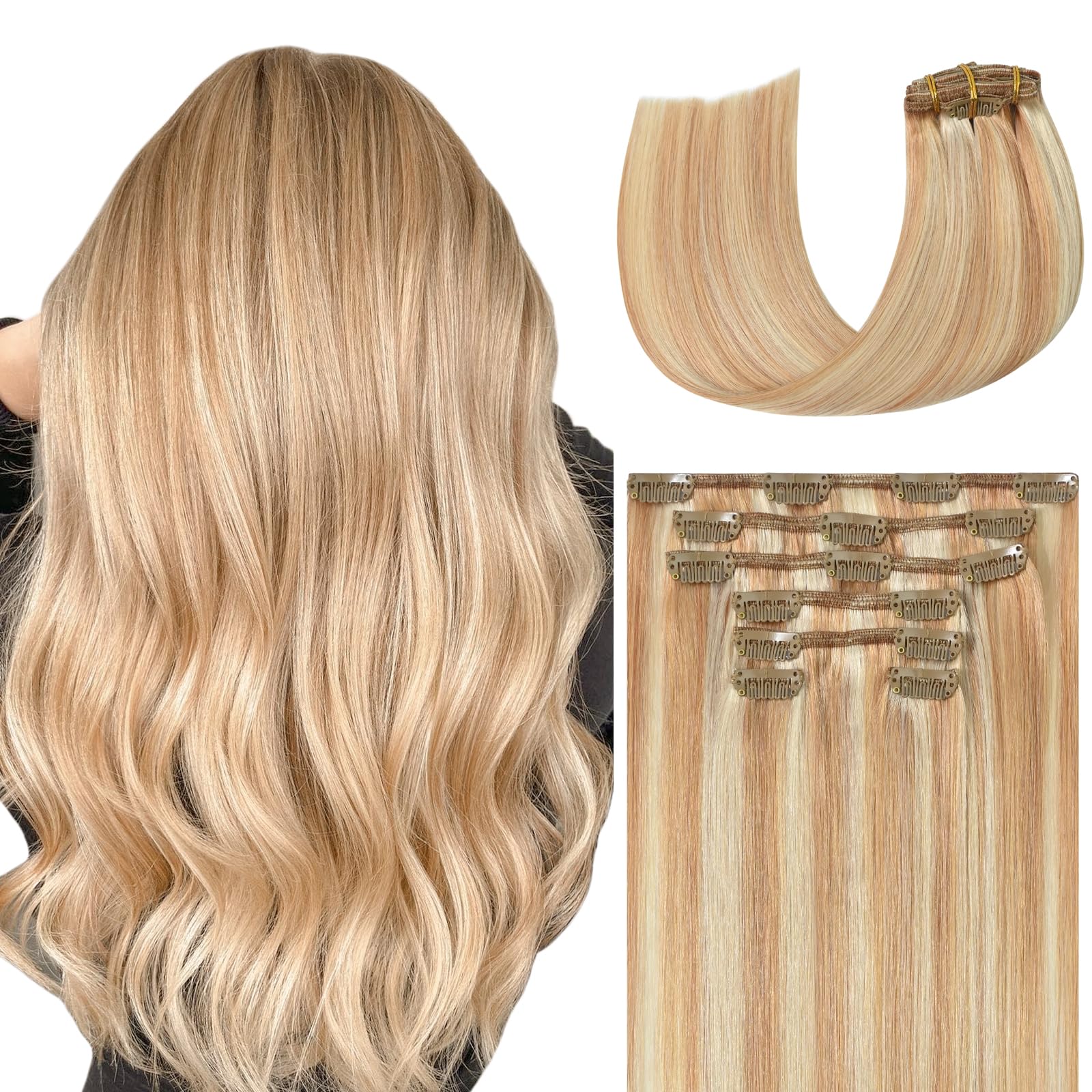 WindTouch Clip in Hair Extensions Human Hair, 15 Inch 75g #4 Medium Brown Hair Extensions for Women Real Human Hair Clip in, Remy Human Hair Extensions Clip ins, Soft Natural Straight — view 9