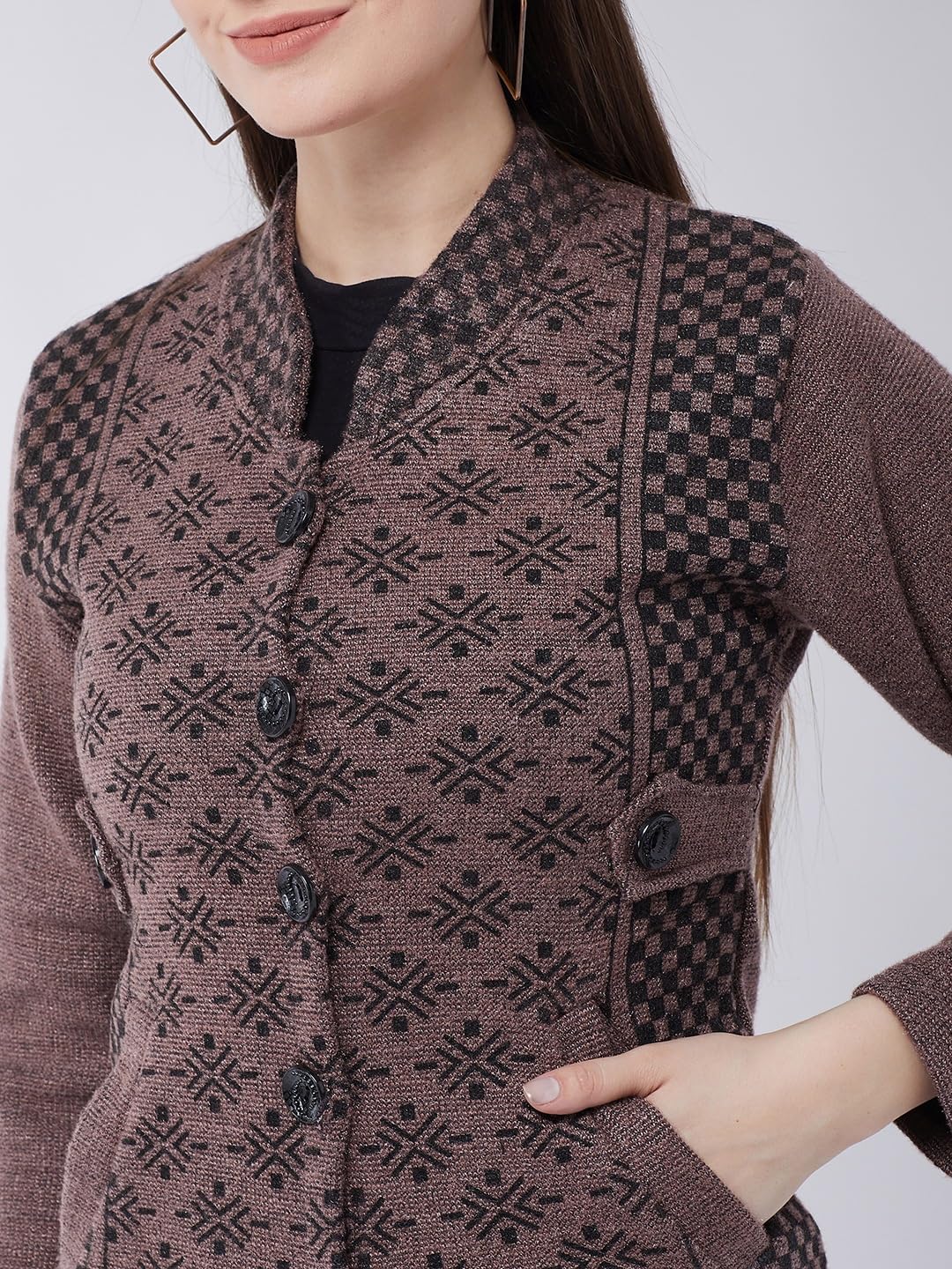 Pivl Women's Long Winter Acrylic Blend Sweater_Pink_M - Image 7 thumbnail