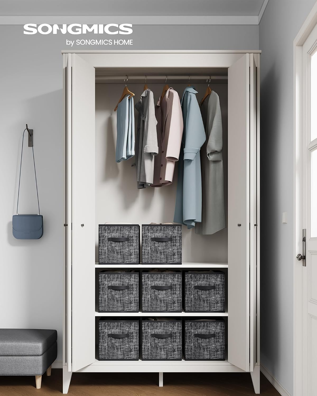 SONGMICS Storage Cubes, Set of 8, 11.8-Inch Foldable Closet Organizers image 2
