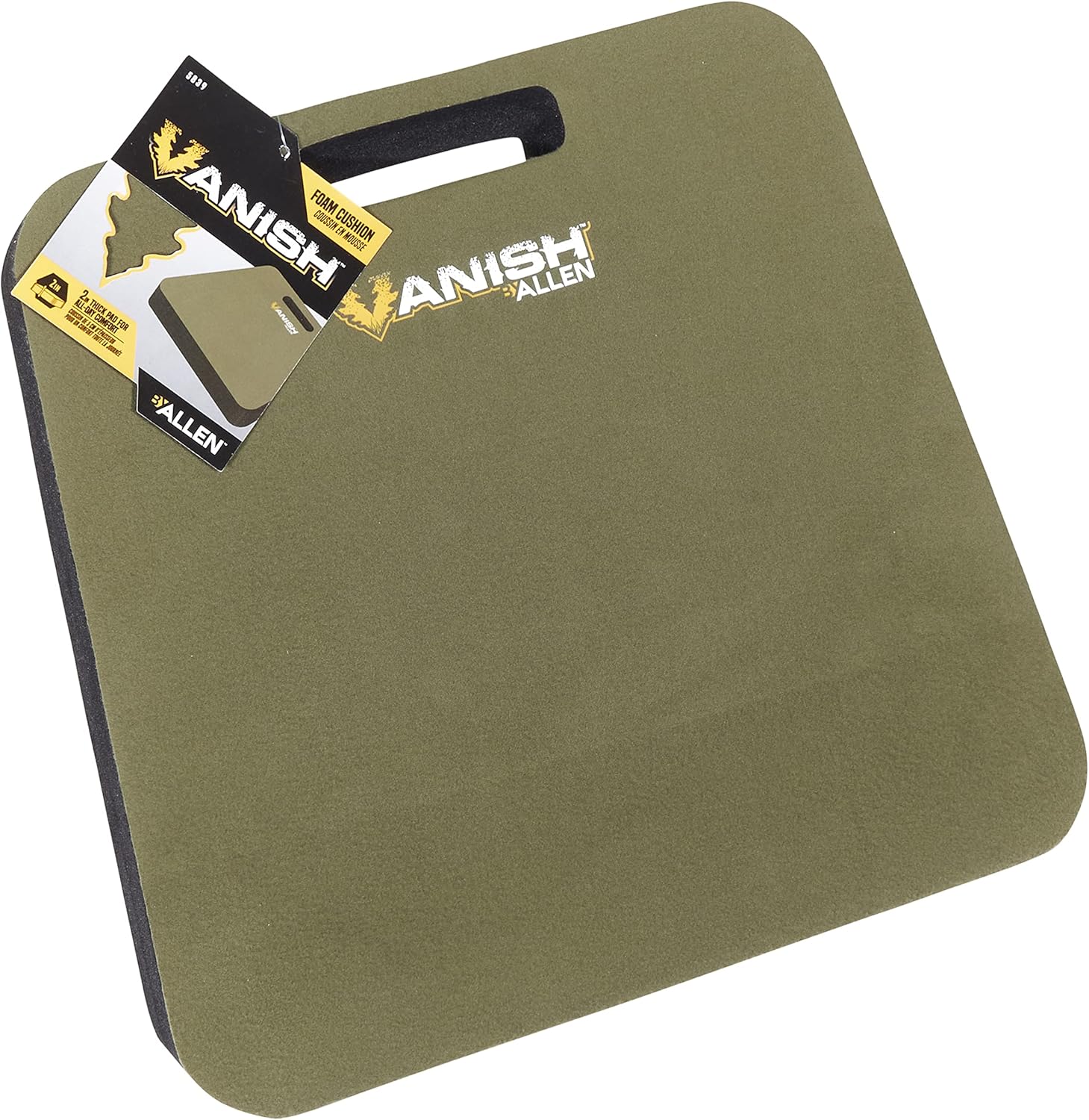 Olive Green Foam Outdoor Seat Cushion with Handle