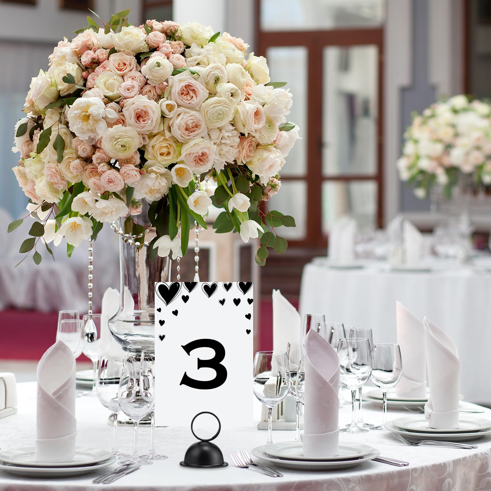 MorningRo 24 soportes de metal para tarjetas de mesa, soportes para números de mesa, soportes para letreros de mesa, soportes para números de mesa, soportes de menú de mesa para boda, Navidad,