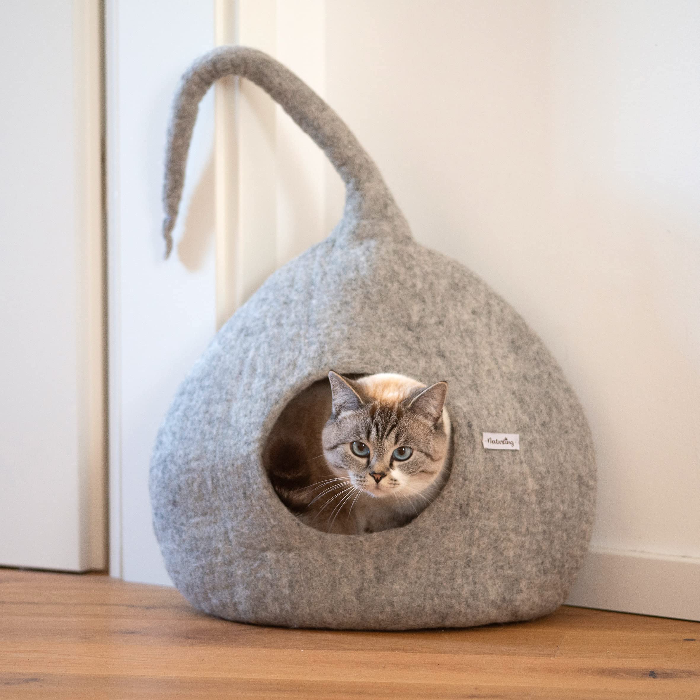 Katzenhöhle rund - kuschelige Filz Katzenbett - für Katzen (Spiky)
